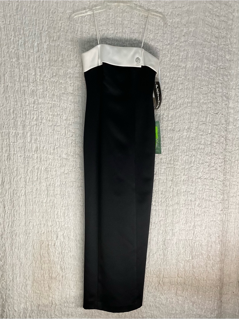 NWT Alex Evenings Black White Strapless Formal Column Gown Dress Petite 2P - Picture 2 of 5